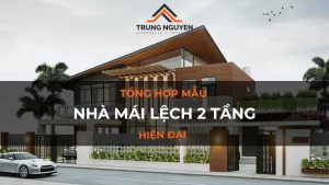 mẫu nhà mái lệch 2 tầng hiện đại, xu hướng