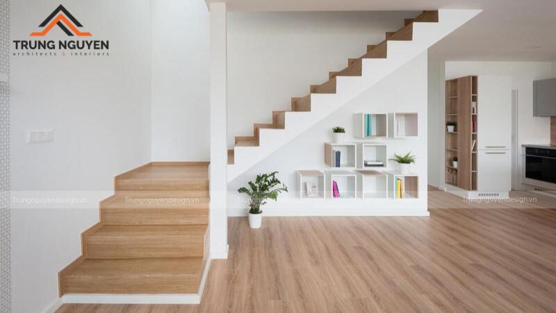 Cầu thang chữ L giúp giảm độ dốc, tạo cảm giác an toàn khi di chuyển