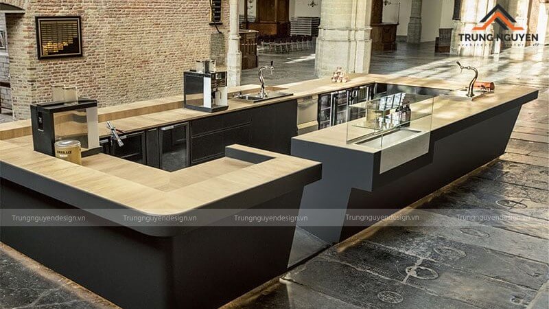Vật liệu đá nhân tạo ốp quầy bar và sàn gạch men dễ vệ sinh