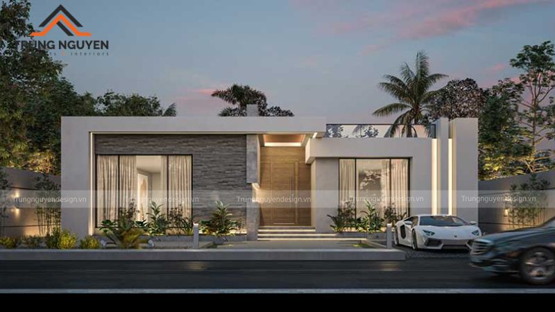 Biệt thự mini mái bằng nổi bật với kiến trúc vuông vức