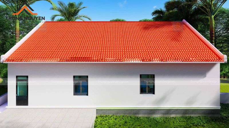 Nhà phố mái ngói dốc hiện đại, tối giản với tông màu trung tính