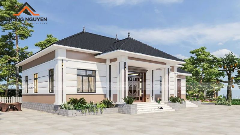 Mẫu nhà cấp 4 mái Nhật khang trang, hiện đại