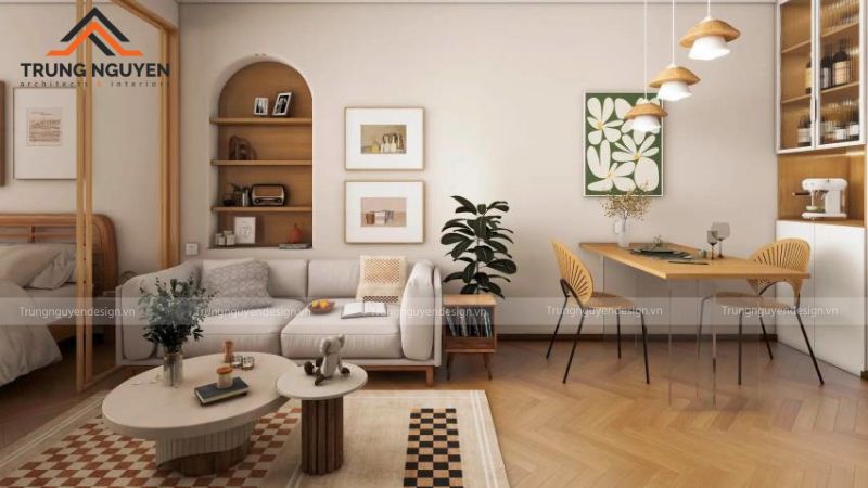 Căn hộ studio 45m² phong cách Scandinavian với nội thất đa năng và tối giản