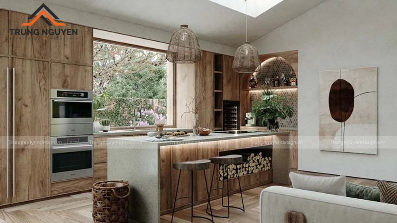 Thiết kế bếp Wabi-Sabi kết hợp giữa công năng và thẩm mỹ giản dị