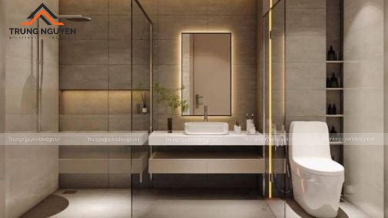 Phòng tắm Wabi-Sabi sử dụng đá tự nhiên và gốm thủ công