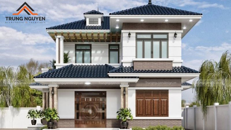Nhà 2 tầng mái Nhật hiện đại, cân đối công năng