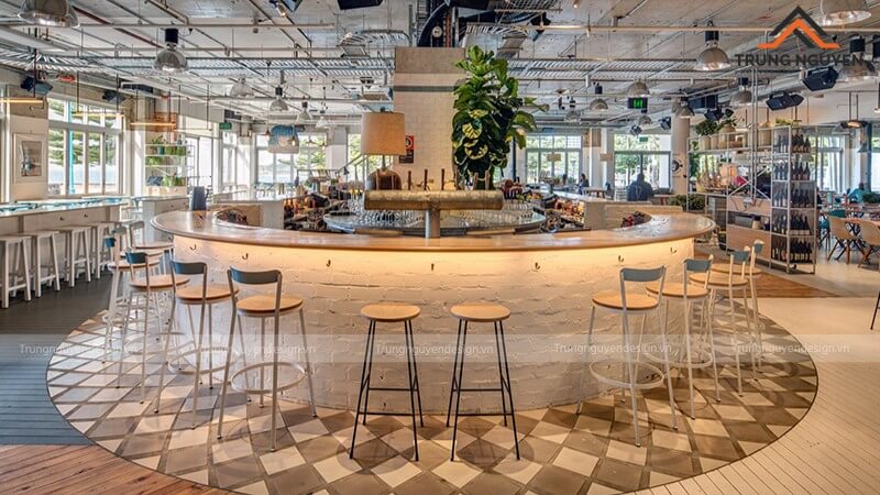Quầy bar đảo trở thành điểm nhấn trung tâm đầy thu hút
