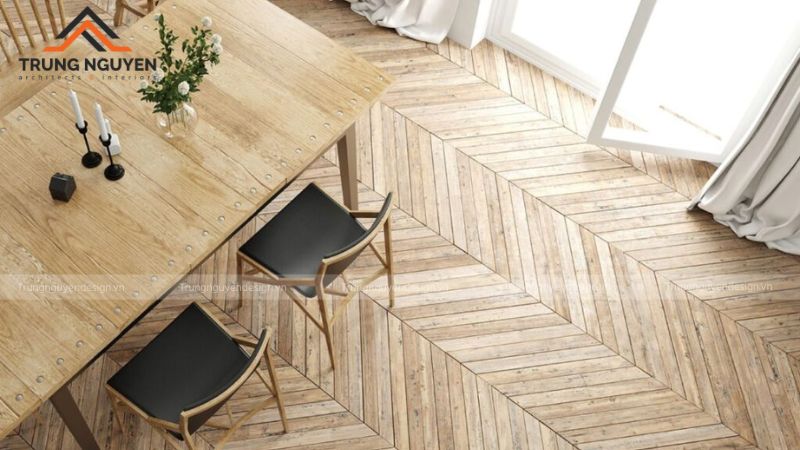 Sàn gỗ lát xương cá mang lại vẻ đẹp cổ điển và nghệ thuật cho không gian