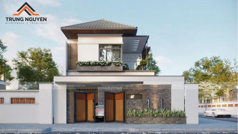 Thiết kế nhà phố hiện đại với mái Nhật mang lại sự tối giản