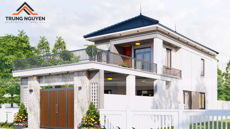 Thiết kế mái Nhật cho phép bố trí cửa sổ lớn giúp đón ánh sáng tự nhiên