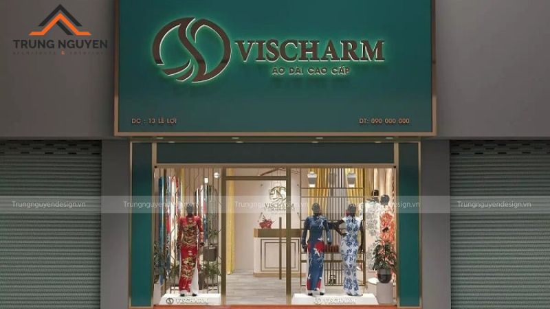 Thiết kế cửa ra vào bằng kính trong suốt giúp không gian áo dài trở nên sang trọng và thân thiện