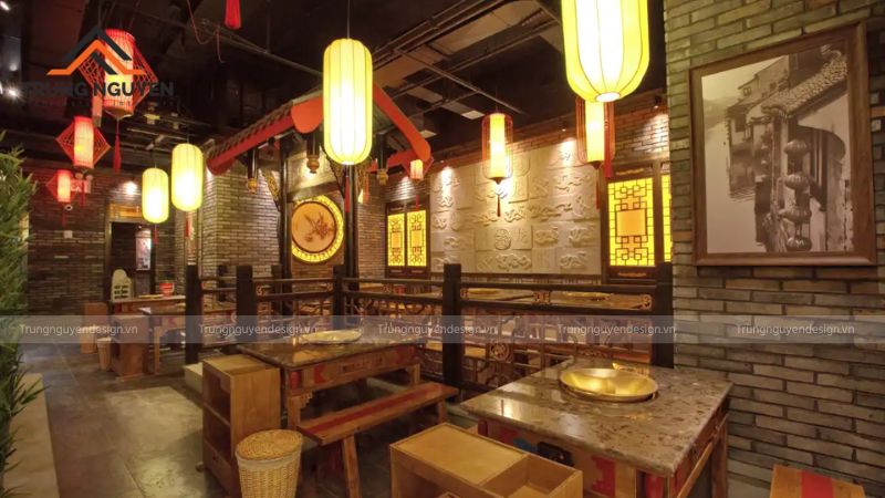 Nội thất nhà hàng chọn vật liệu bền đẹp, an toàn và chịu được nhiệt độ cao, chống cháy