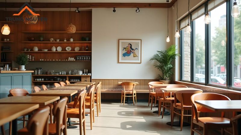 Giải pháp kiến trúc đưa ánh sáng tự nhiên vào sâu bên trong khu vực kinh doanh cafe