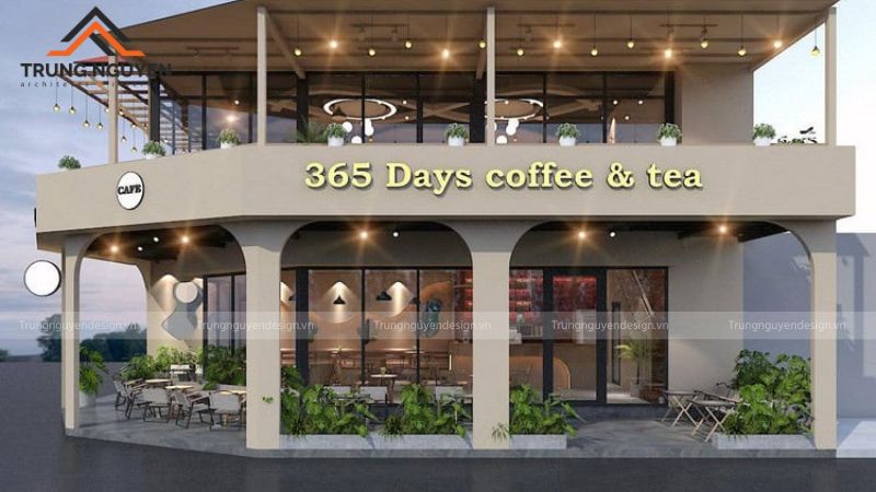 Không gian quán cafe 2 tầng phong cách hiện đại với thiết kế tối giản