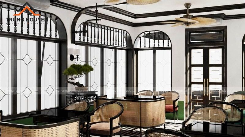 Không gian cafe mang phong cách Đông Dương