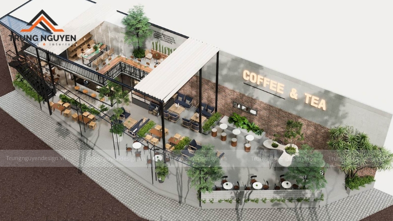 Quán cafe khung thép phong cách Tropical
