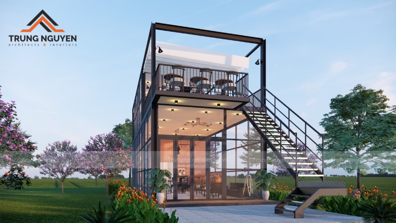Quán cafe khung thép phong cách Tân cổ điển