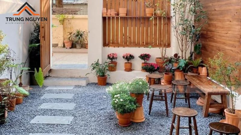 Không gian quán cafe sân vườn phong cách Hàn Quốc với thiết kế mở