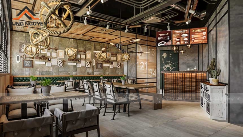Quán cafe phong cách Vintage kết hợp Industrial