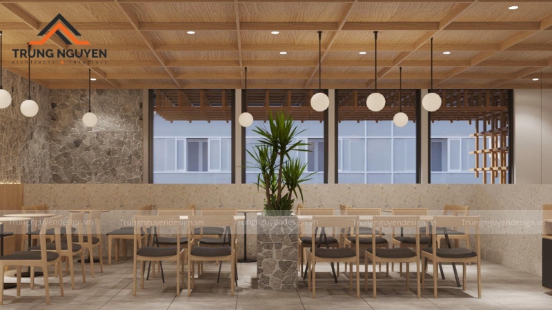 Thiết kế quán cafe đơn sắc