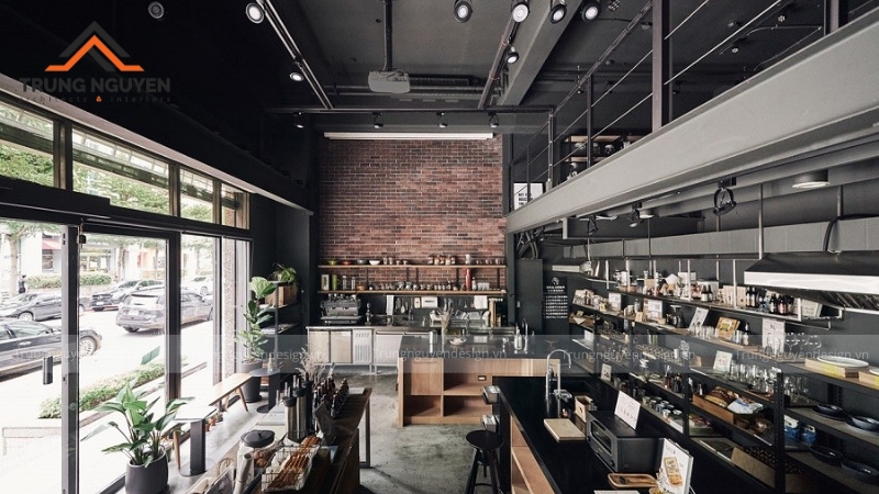 Không gian quán cafe phong cách công nghiệp