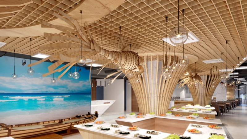 Không gian nhà hàng buffet cần tạo cảm giác rộng rãi, thoáng đãng